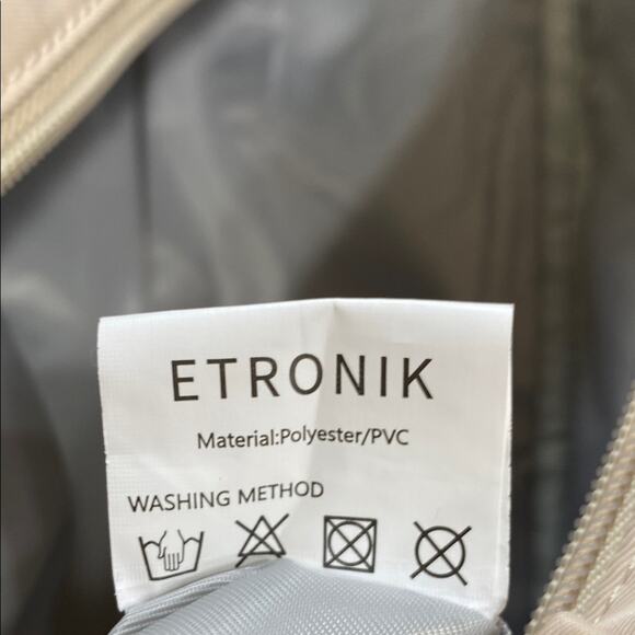 Etronik Cream Canvas Gym Bag Spacious Design Bottom Compartment 20”x16”x9” - Picture 13 of 16